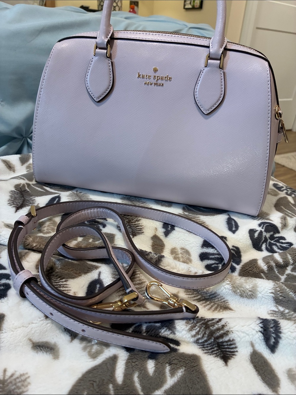 kate spade Lavender Saffiano Dome Satchel with Detachable Strap